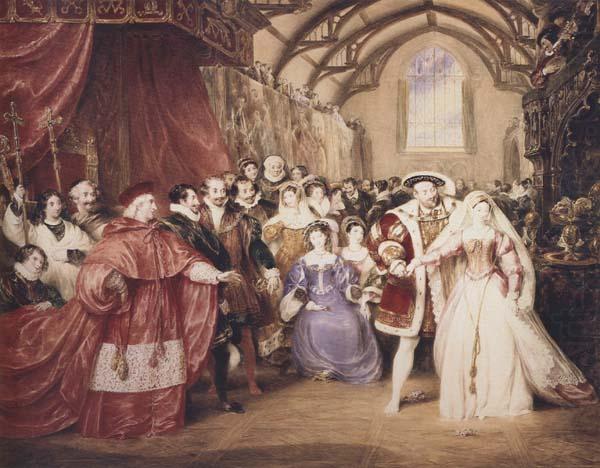 The Banquet Scene,king Henry- The fairest hand i ever touched play of henry VIII.Act i scene 4.Painted by command of His Majesty (mk47), James Stephanoff